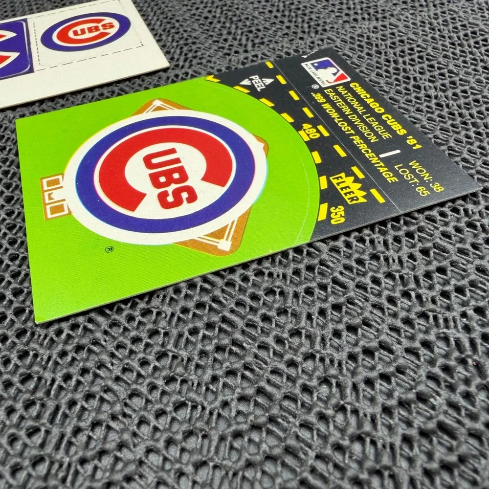 Vintage Chicago Cubs Fleer Sticker Cards 80's MLB Baseball Lot of 2